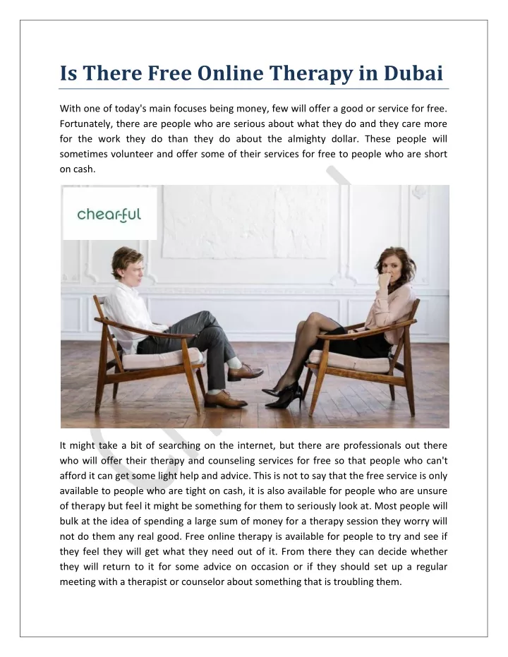 is there free online therapy in dubai
