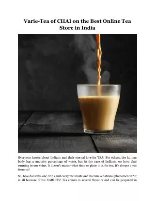 Varie-Tea of CHAI on the Best Online Tea Store in India