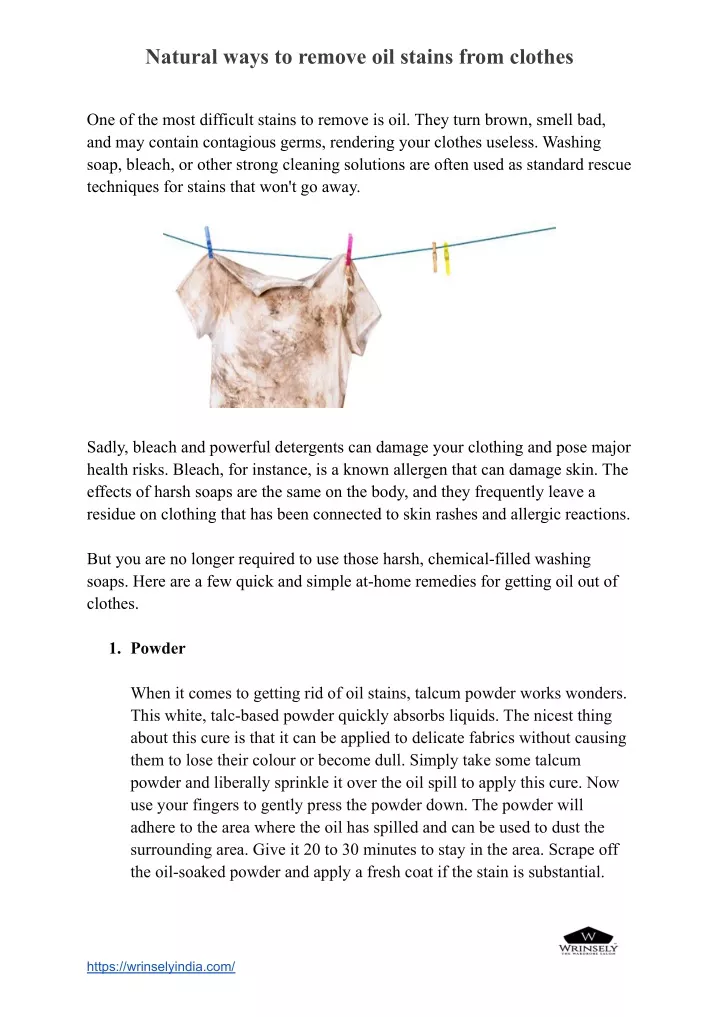 natural ways to remove oil stains from clothes