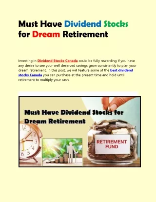 Must Have Dividend Stocks for Dream Retirement