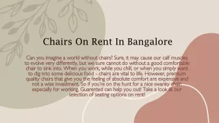 Chairs On Rent In Bangalore