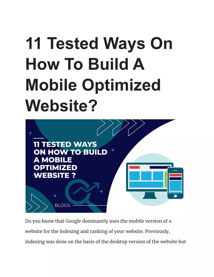 11 tested ways on how to build a mobile optimized