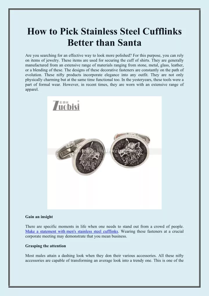 how to pick stainless steel cufflinks better than