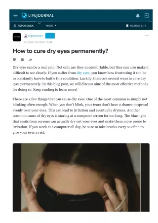 How to cure dry eyes permanently ?