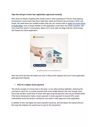tips that will get a home loan application