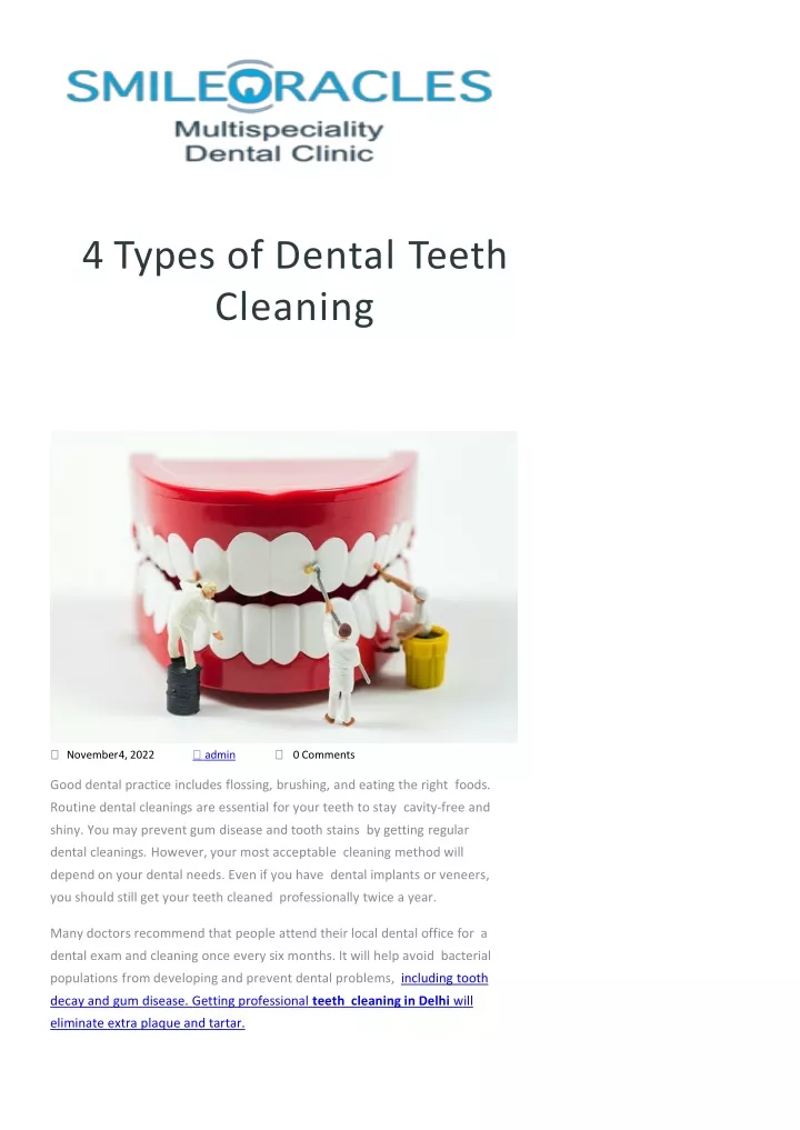 4 types of dental teeth cleaning