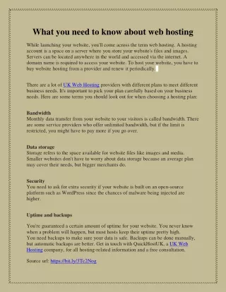what you need to know about web hosting