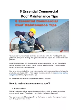 6 Essential Commercial Roof Maintenance Tips