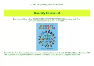 {DOWNLOAD} Diversity Equals Us! eBook PDF