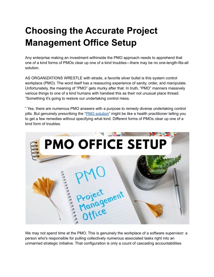 choosing the accurate project management office