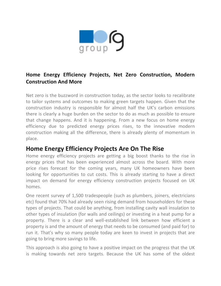 home energy efficiency projects net zero