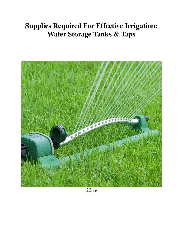 supplies required for effective irrigation water