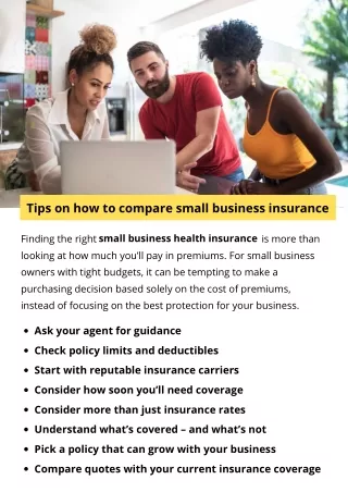 tips on how to compare small business insurance