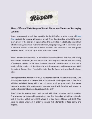 risen offers a wide range of bread flours