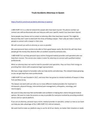 Truck Accidents Attorneys in Queen