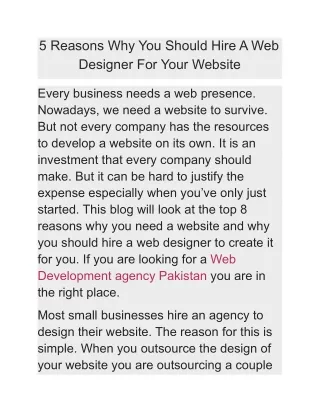 5 reasons why you should hire a web designer