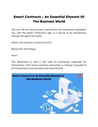 smart contracts an essential element