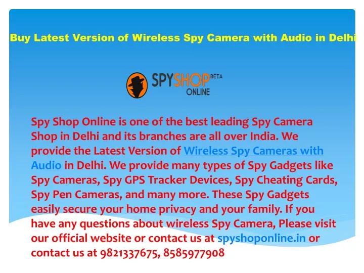 buy latest version of wireless s py c amera with
