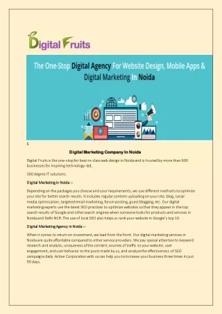 Digital fruits -Best Digital Marketing Services Company in Noida, India