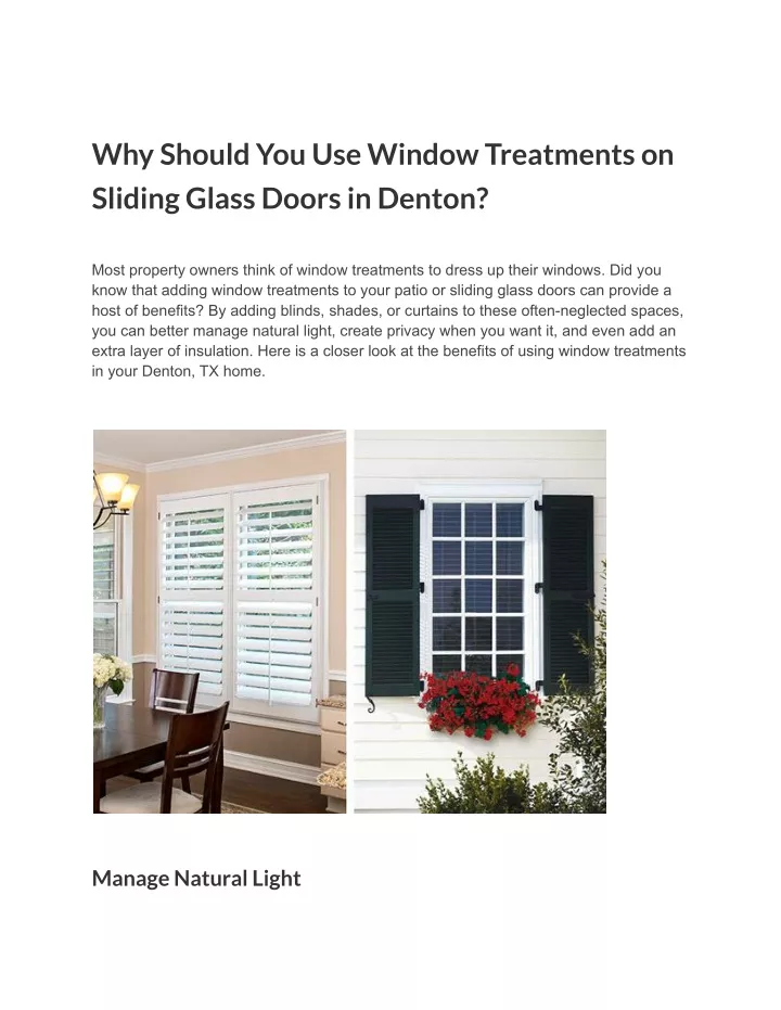 why should you use window treatments on sliding