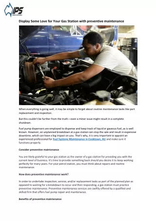 Display Some Love for Your Gas Station with preventive maintenance