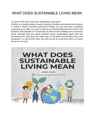 WHAT DOES SUSTAINABLE LIVING MEAN