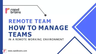 Remote team: How to Manage Teams in a Remote Working Environment