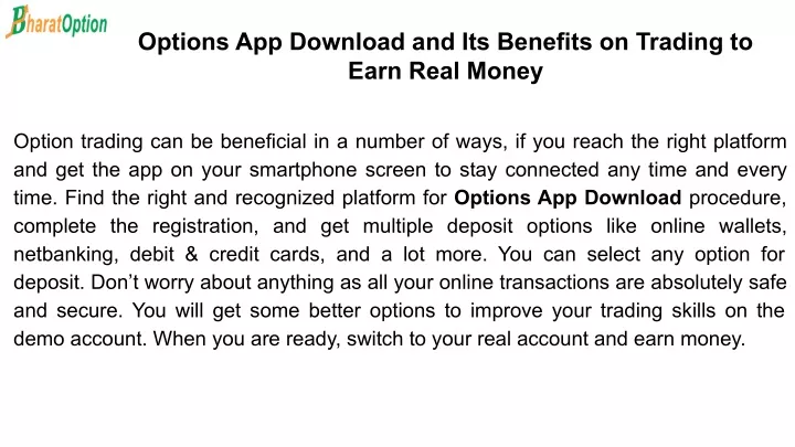 options app download and its benefits on trading