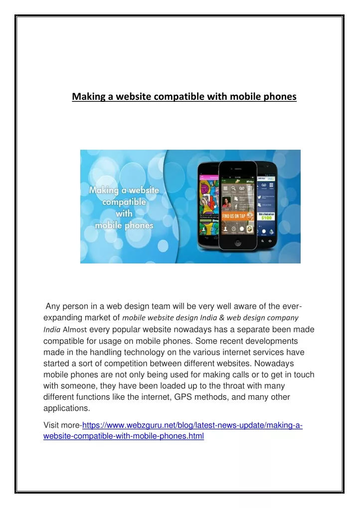 making a website compatible with mobile phones