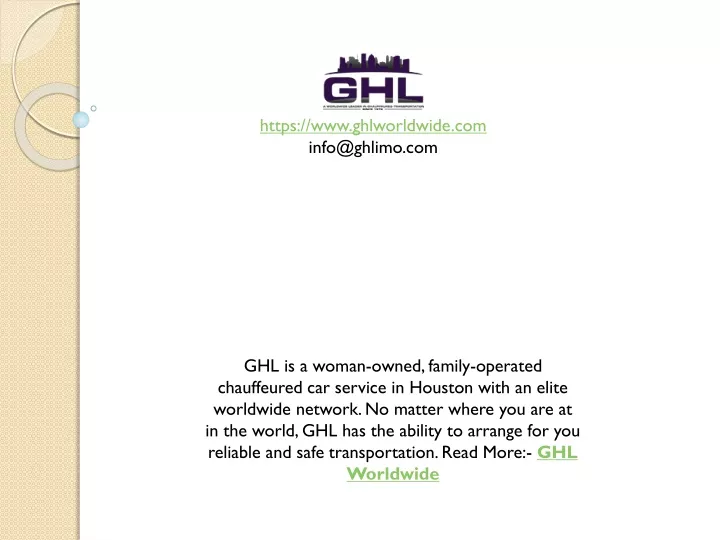 https www ghlworldwide com info@ghlimo com