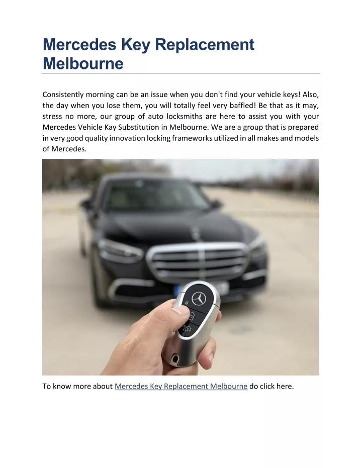 mercedes key replacement melbourne