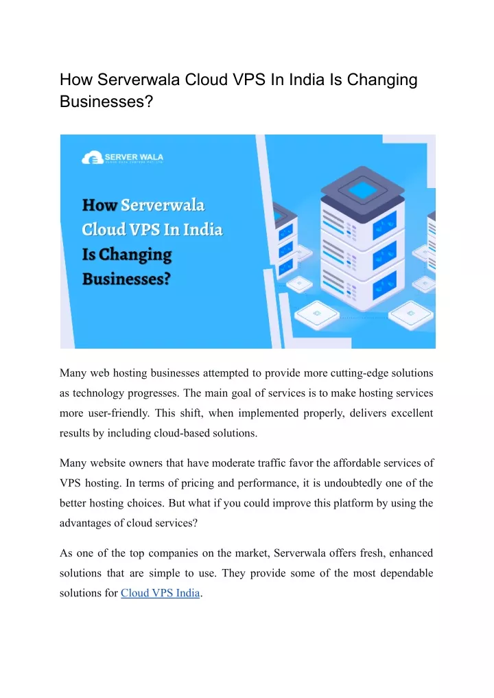 how serverwala cloud vps in india is changing