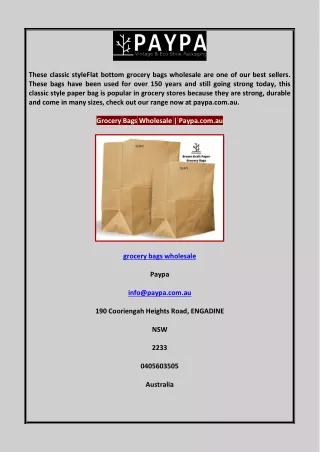 Grocery Bags Wholesale Paypa.com.au