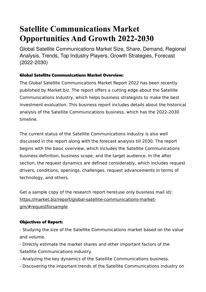 satellite communications market opportunities