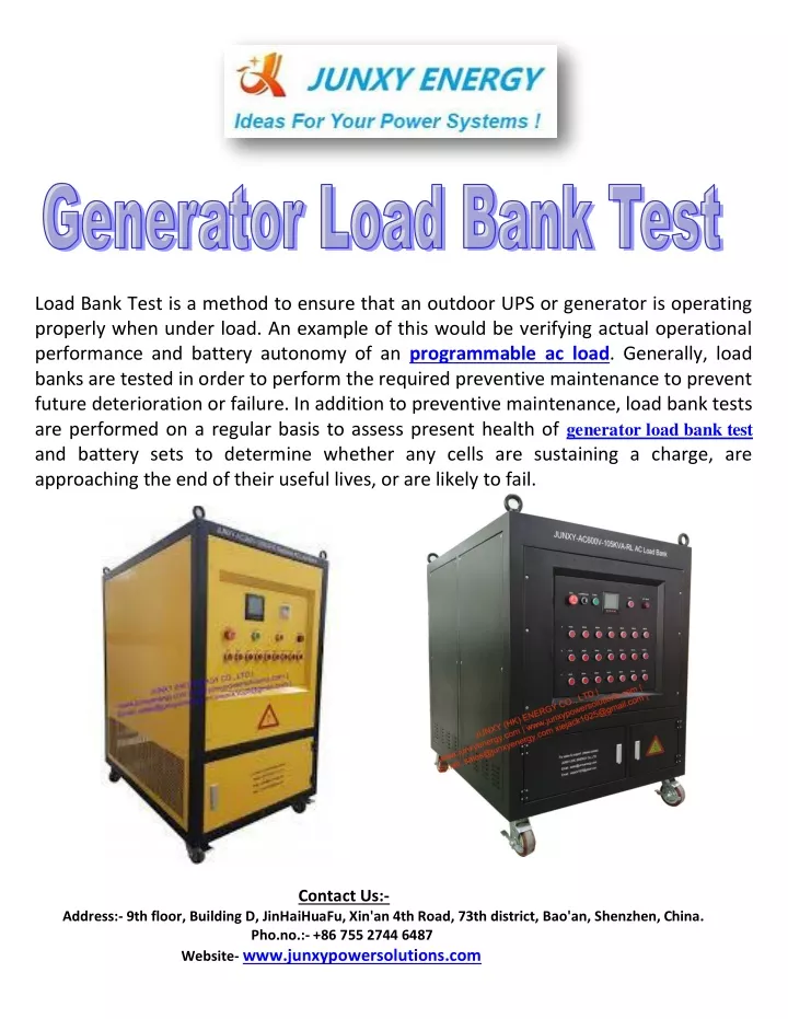 load bank test is a method to ensure that