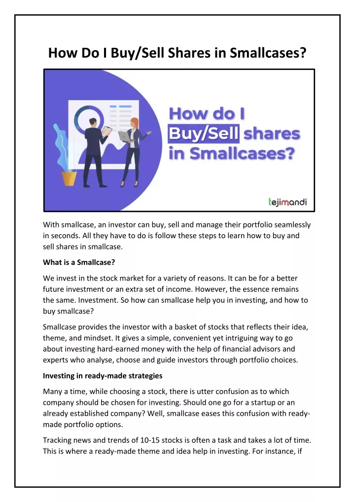 how do i buy sell shares in smallcases