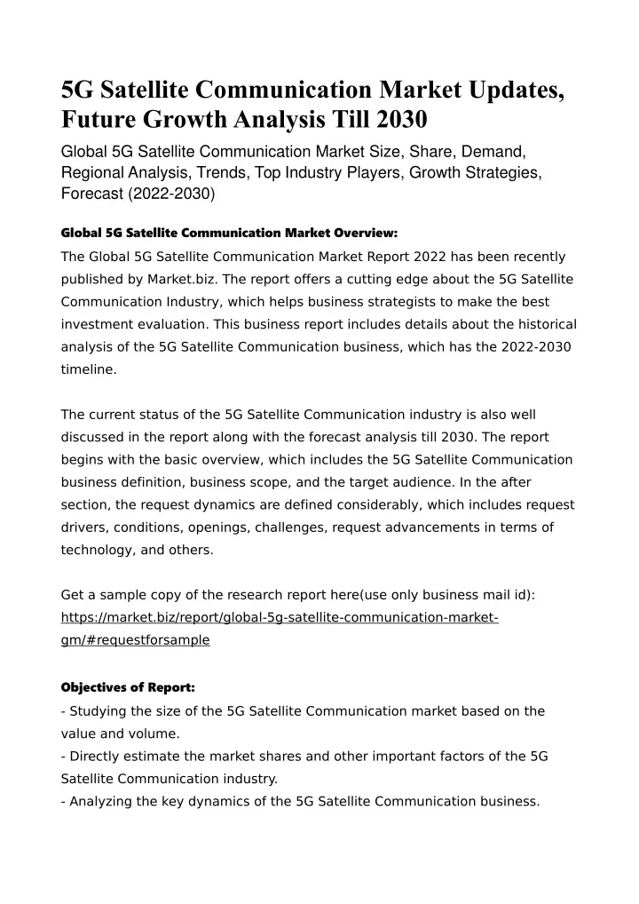 5g satellite communication market updates future