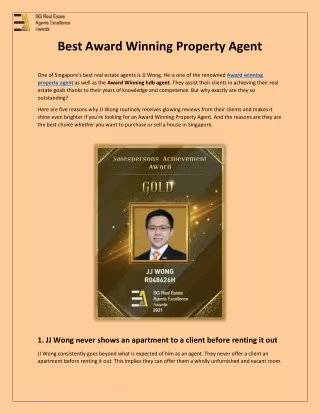 Best Award Winning Property Agent