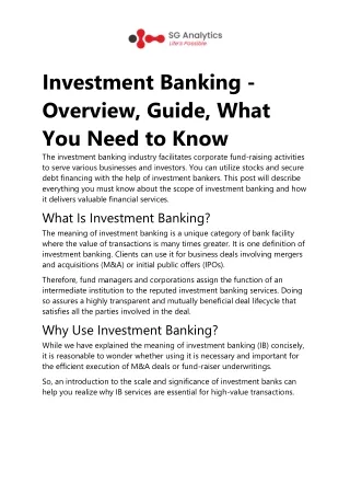 Investment Banking Overview