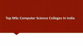 top msc computer science colleges in india