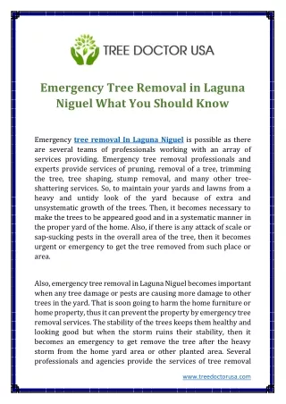 emergency tree removal in laguna niguel what