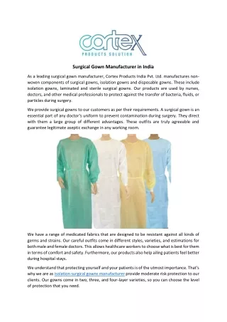 Surgical Gown Manufacturer in India