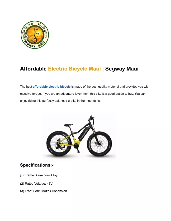 affordable electric bicycle maui segway maui