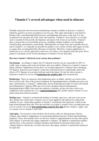 vitamin c s several advantages when used