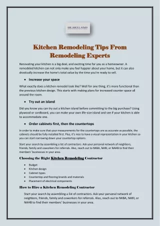 Kitchen Remodeling Tips From Remodeling Experts