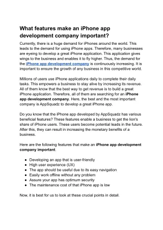 what features make an iphone app development