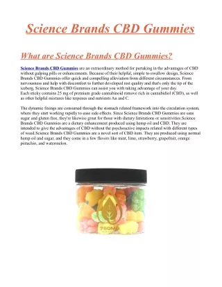 Science Brands CBD Gummies Official] - 100% Legitimate