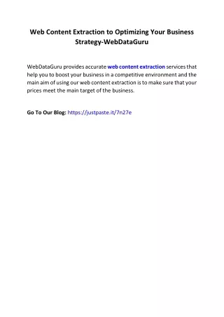 web content extraction to optimizing your