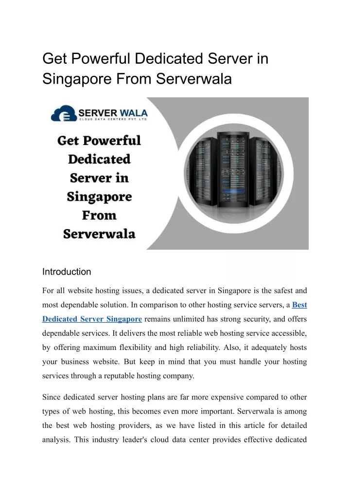 get powerful dedicated server in singapore from