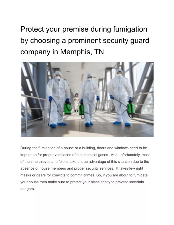 protect your premise during fumigation